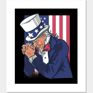 UNCLE SAM PRAYING Posters and Art